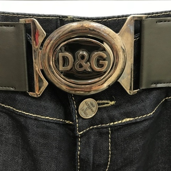 Dolce & Gabbana Dark Blue Wide Leg Jeans w/Belt - Picture 4 of 6